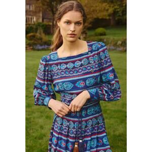 Hunter Bell Adrian Dress Garden Mosaic Colorful Silk Blend Midi size 10